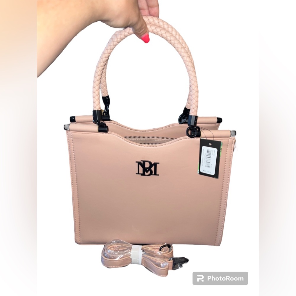 NWT Badgley Mishka vegan leather pink handbag with crossbody strap.